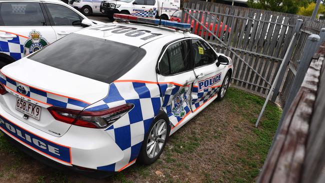 Damaged police cars at Kirwan Police Station.