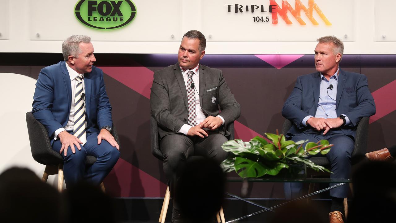 Coaches Paul Green (Cowboys), Anthony Siebold (Broncos) and Garth Brennan (Titans). Pics Tara Croser.