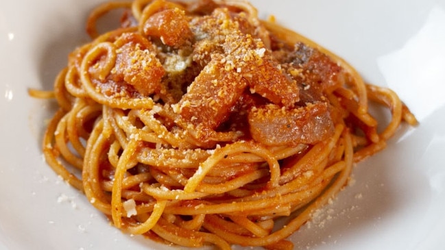 Pasta dish at Da Francesco restaurant, Rome.