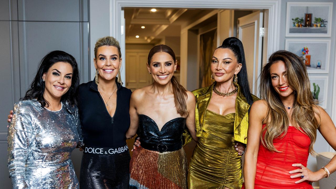 The Real Housewives of Sydney cast members from left Nicole O'Neil, Kate Adams, Sally Obermder, Caroline Gaultier, and Victoria Montano. Picture: BINGE/Ben Symons