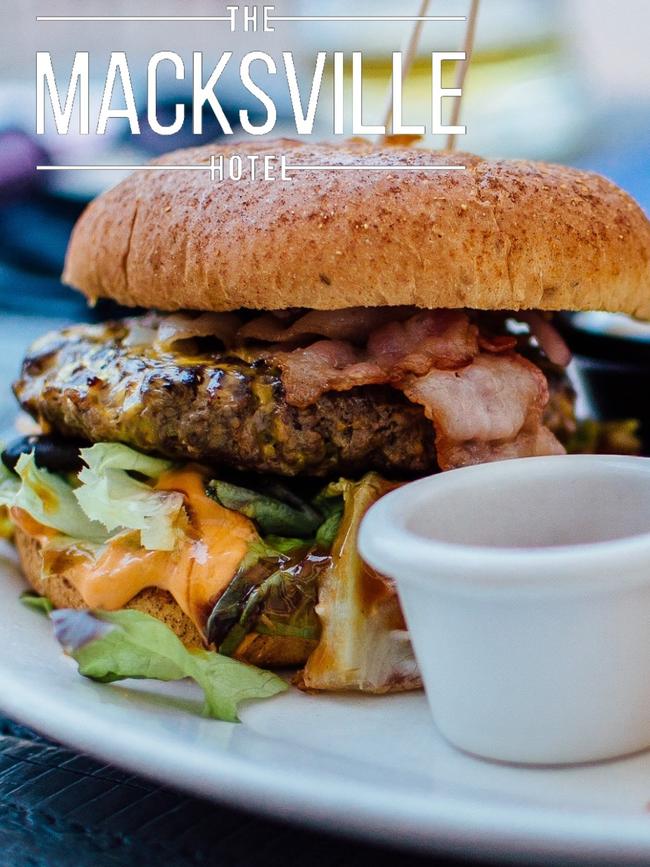 The Macksville Hotel’s beef burger.