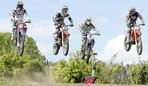 Josh Coppins, JDR Motorex KTM’s Brendan Harrison, Jay Marmont and JDR Motorex KTM Matt Moss practise at Coolum.