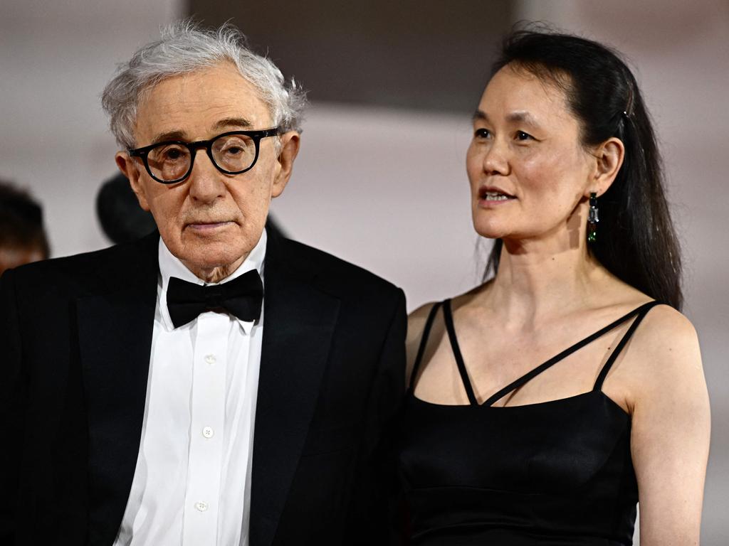 Woody Allen and Soon-Yi Previn attended the red carpet of the movie <i>Coup de Chance</i> at the 80th Venice Film Festival. Picture: Gabriel Bouys / AFP.