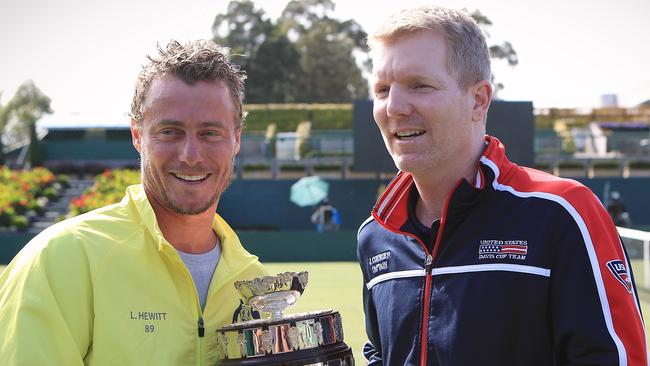 Jim Courier is looking forward to getting back into the Australian Open commentary box with Lleyton Hewitt. Picture: Wayne Ludbey