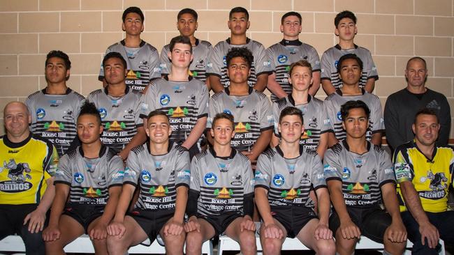 Rouse Hill Rhinos under-15/1 were runners-up in the Parramatta JRL competition with coach Brad Arthur at right, second row.