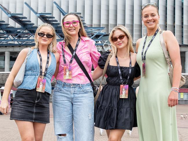 SYDNEY, AUSTRALIA - Daily Telegraph Photos February 26, 2024: Tamika, Tara, Laura and Maddy at Taylor Swift's The Eras Tour concert held at Accor Stadium in Sydney. Picture: Christian Gilles