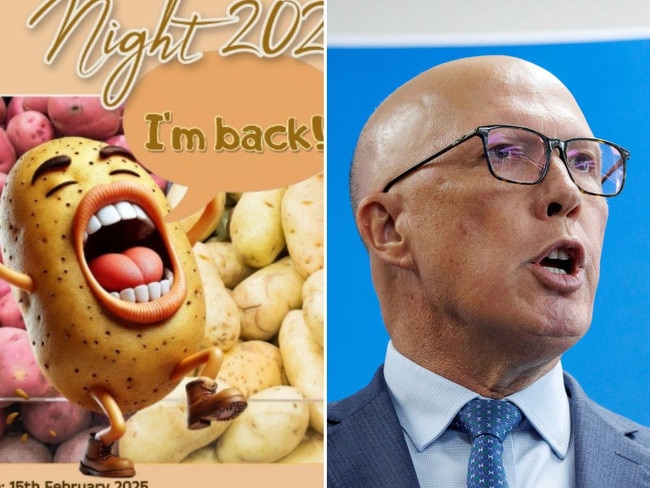 Labor’s candidate for Dickson Ali France sent out email invites to supporters for a “Potato Night” fundraiser with potato-themed activities — in a “distasteful” nod to disparaging nicknames which target Peter Dutton’s appearance.