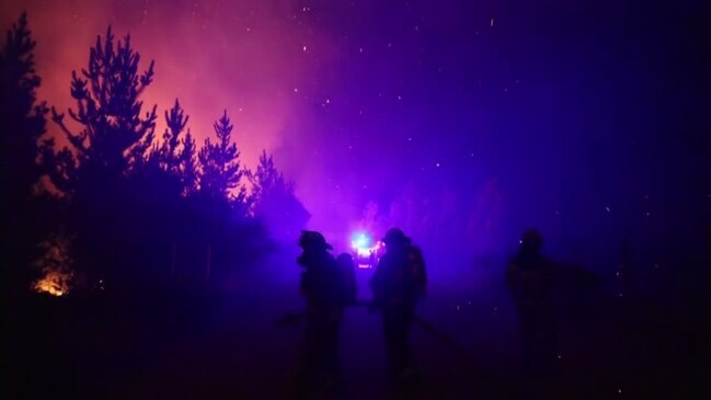 Eerie scene as Chile firefighters battle forest blaze