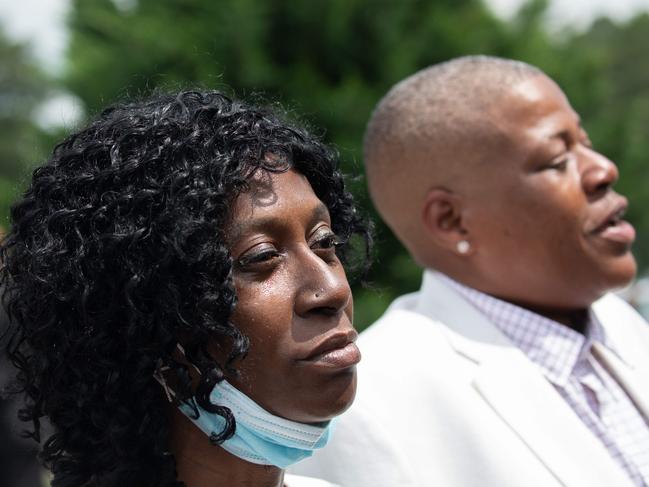 Zsa-Zsa and LaTonya Floyd, sisters of George Floyd, arrive at a memorial in North Carolina. Picture: AFP