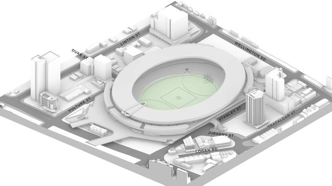 A wider view of the Gabba’s key features. Source: Queensland Government.