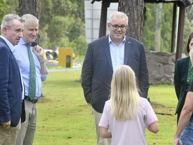 Prime Minister Scott Morrison arrives at New Italy for the official opening of the Pacific Highway redevelopment. Photos: Adam Hourigan