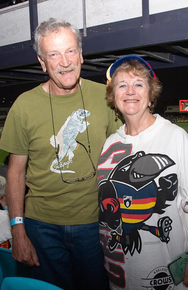 Andy and Maureen at the Gold Coast Suns match vs Adelaide Crows at TIO Stadium. Picture: Pema Tamang Pakhrin