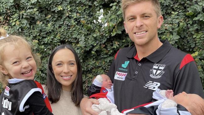 Seb and Marnie Ross, with daughter Charlotte and twin sons Vinny and Henley