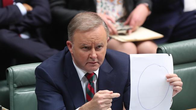 Anthony Albanese in question time yesterday. Picture: Kym Smith