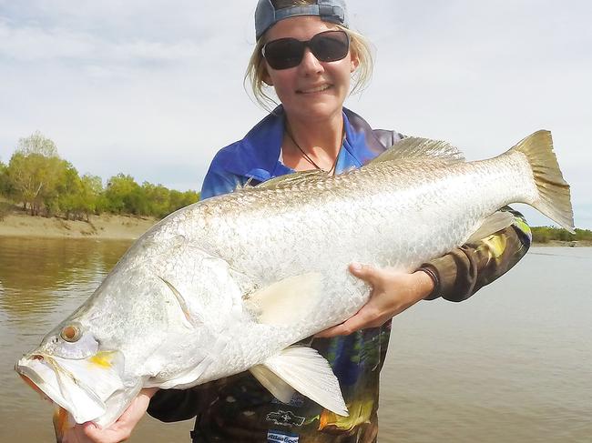 It’s barra like this 103cm fish caught by Bonnie Keogh a fortnight ago that the 100-odd competitors in this weekend’s Top End Barra Series will be chasing at Shady Camp.