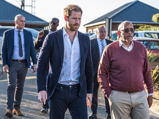 The tour marks Harry’s first visit to the region since “stepping back” from royal duties in 2020. Picture: Getty Images for Sentebale