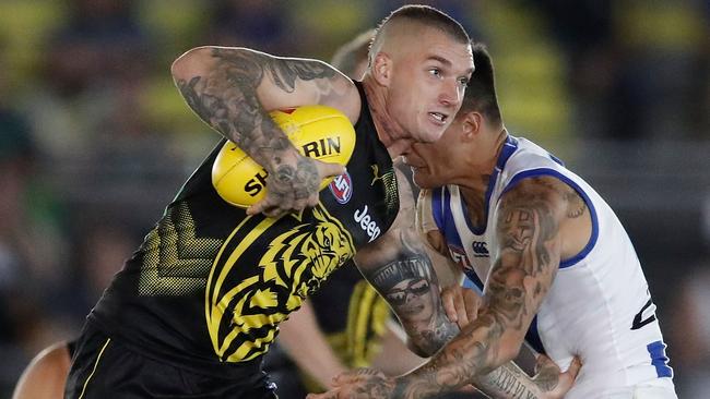 Dustin Martin in action against the Kangaroos. Picture: Getty