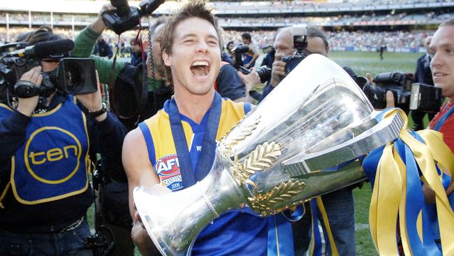 Ben Cousins celebrates West Coast’s 2006 premiership win. Picture: Jackson Flindell