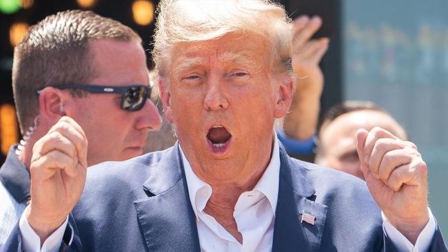 Donald Trump has pleaded not guilty to criminal racketeering and accused prosecutors of pursuing the case to undermine his White House campaign. Picture: AFP