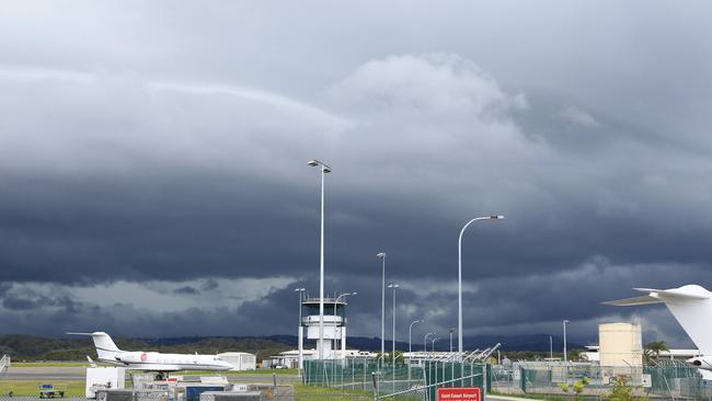 A storm rolls in near the Gold Coast Airport.