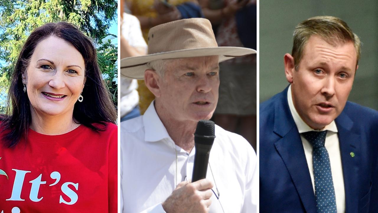 Groom Labor candidate Gen Allpass; One Nation Senator Malcolm Roberts; Groom MP Garth Hamilton.