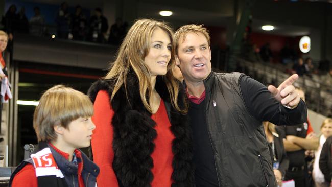 Shane Warne took his then-girlfriend Liz Hurley to see the Saints play in 2012.