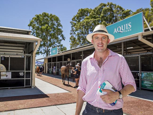 Aquis Farm Deputy CEO Shane McGrath at the Magic Millions sales complex on Monday. Picture: Jerad Williams