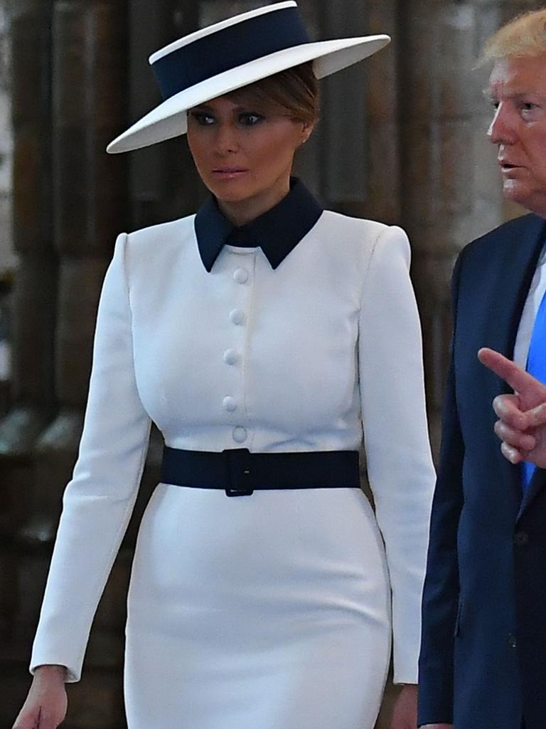 US First Lady Melania Trump during a visit to Westminster Abbey in London. Picture: AFP