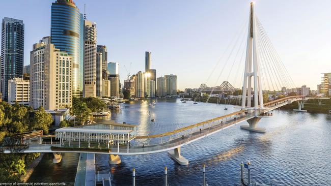 An artist's impression of how the proposed Kangaroo Point green bridge will look.