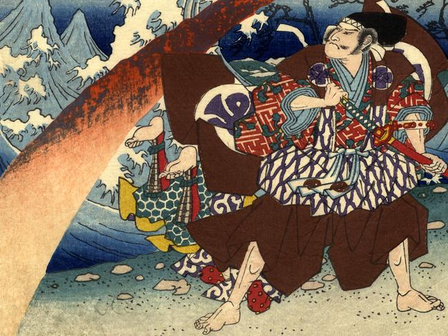 A traditional Japanese woodblock warrior print