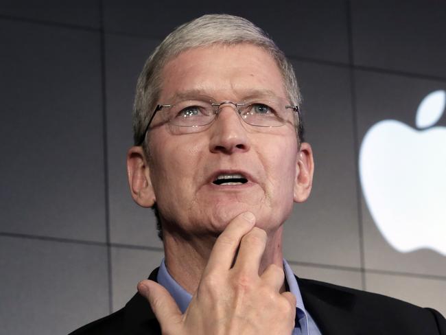 Standing strong ... Apple CEO Tim Cook has refused a federal magistrate's order to hack users in connection with the investigation of the San Bernardino, California shootings. Picture: AP Photo/Richard Drew