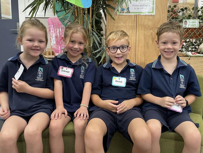 Poppy, Summer, Archie, and Chester at Emmaus Catholic Primary School, Ballarat.