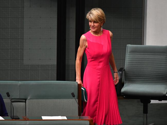 Former Liberal deputy leader Julie Bishop in the House of Representatives at Parliament House yesterday. Picture: AAP