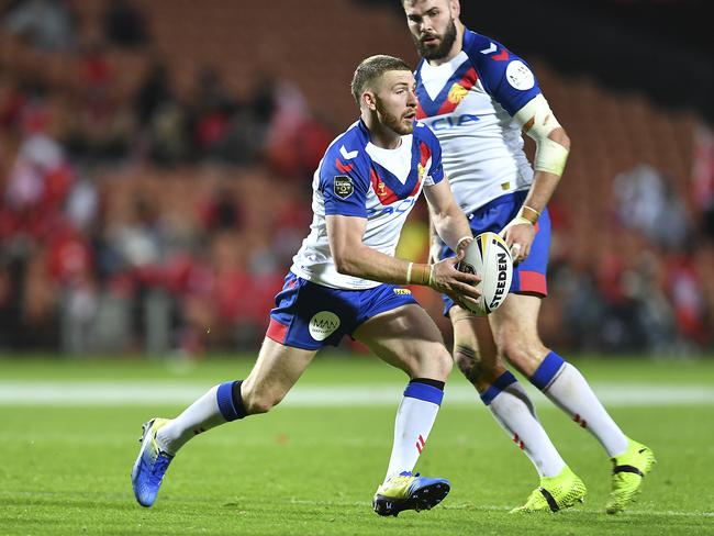 Hastings playing for Great Britain in 2019 after Bennett made him get a haircut. Picture: NRL Imagery