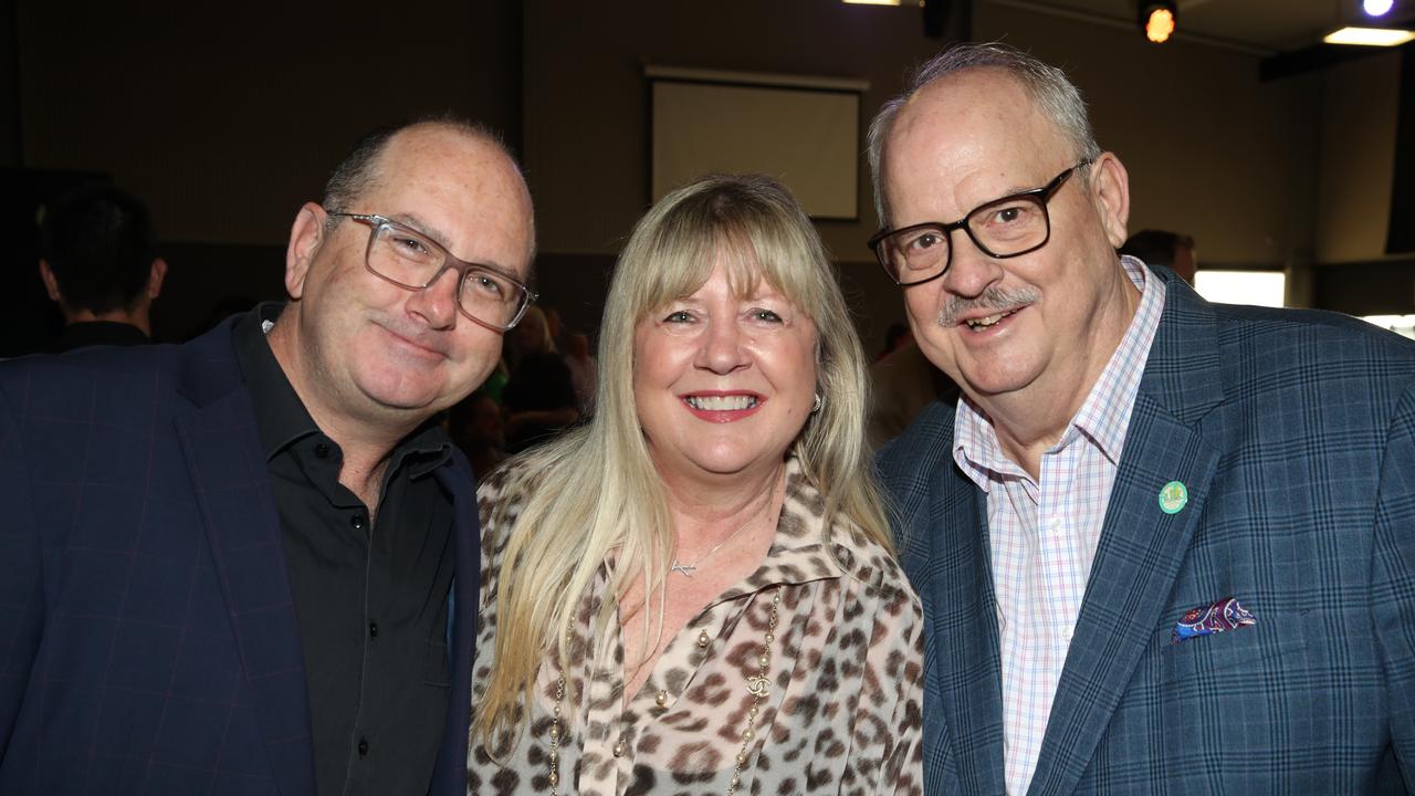 Big breakfast at the Gold Coast Turf Club for the Gold Coast Community fund. Jamie Preston, Karen Phillips, Nick Scott. Picture Glenn Hampson. .