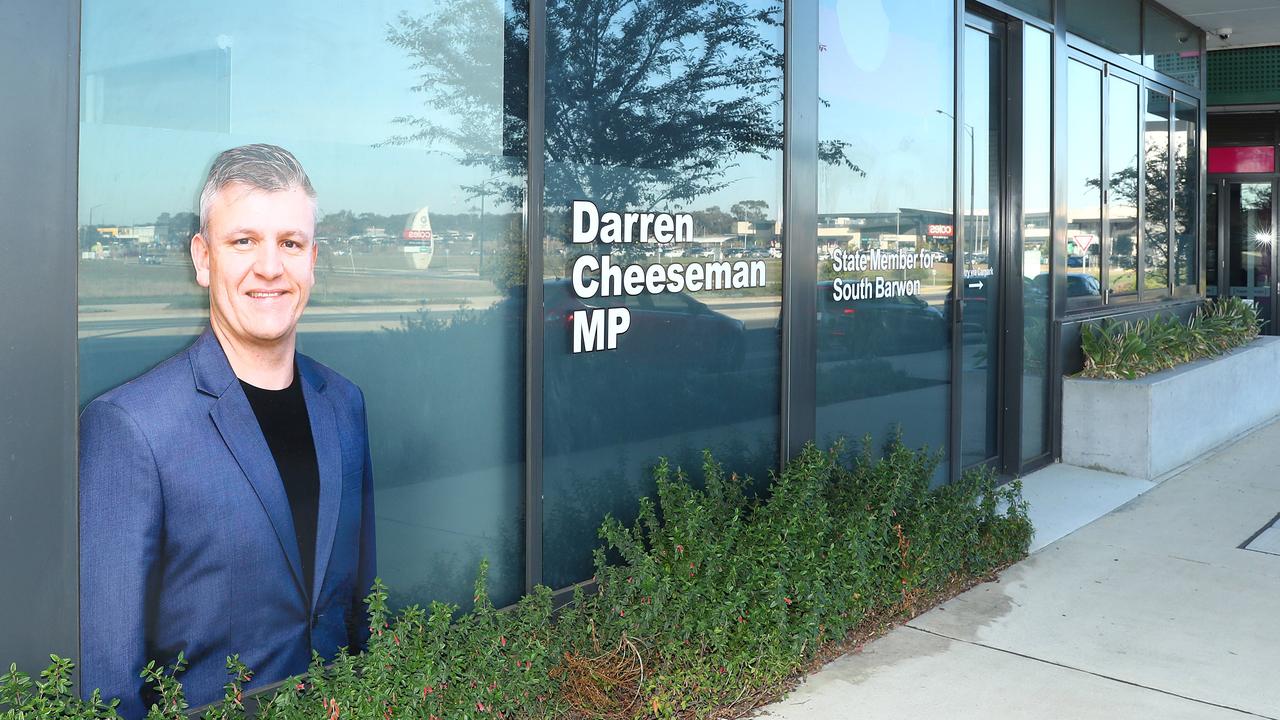 Darren Cheeseman’s Armstrong Creek office has no longer has Labor Party signage. Picture: Alison Wynd.