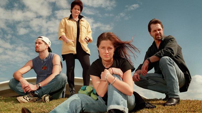 The Dead Ringer Band pictured in 1997 ahead of the Gympie Country Music Muster. Picture: Mark Cranitch.