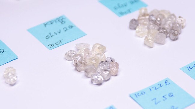 Piles of rough diamonds at the Lucara Diamond sales centre in Botswana. Picture: Waldo Swiegers/Bloomberg via Getty Images.