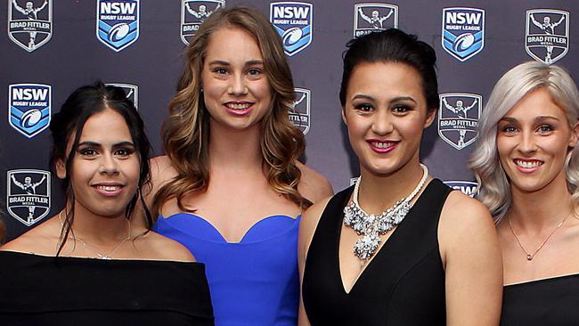 Kezie Apps, in blue, at the Brad Fittler medal.