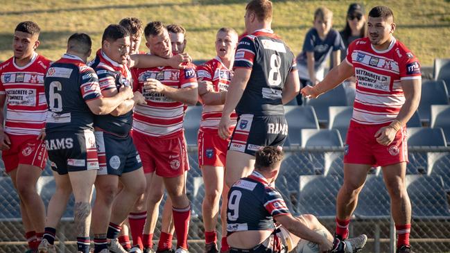 Aftermath of the ugly tackle that saw Rams hooker John Martin (No.9) up-ended in the 57th minute, 11th September 2022. News Local, pictures by Julian Andrews.