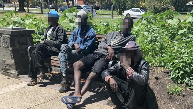 A group of young men who appeared to be drug and alcohol affected in McCrae St.