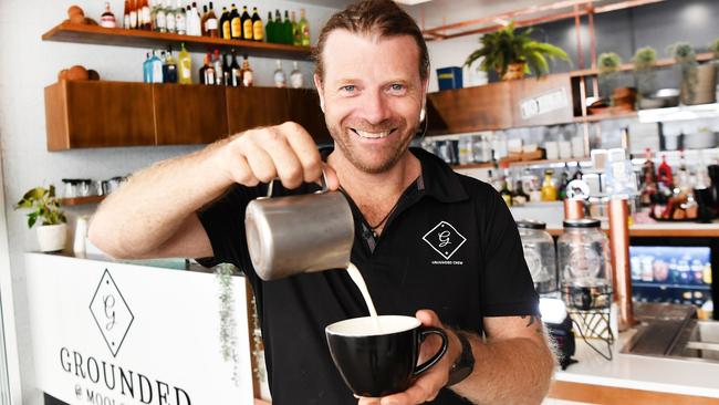 Grounded at Mooloolaba cafe founder Paul Dolan at his new venue on the Esplanade. Pictured: Patrick Woods.