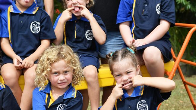 MY FIRST YEAR: Funny faces. Gympie South State School Preps. Picture: Patrick Woods.