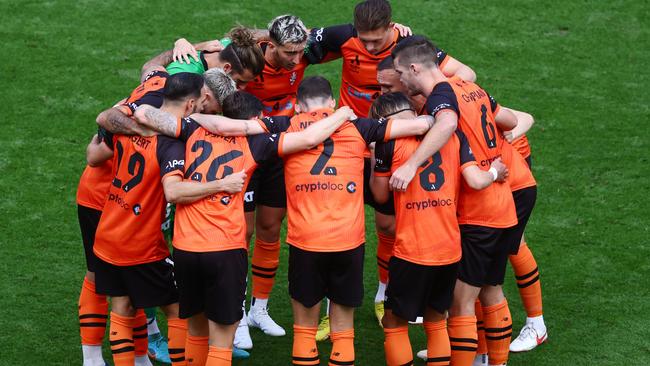 The Brisbane Roar on the field recently. (Photo by Chris Hyde/Getty Images)