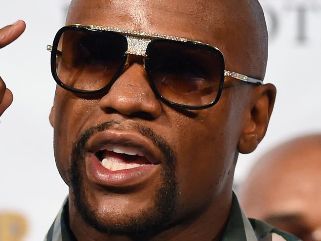 LAS VEGAS, NV - SEPTEMBER 09: Boxer Floyd Mayweather Jr. speaks during a news conference at MGM Grand Hotel & Casino on September 9, 2015 in Las Vegas, Nevada. Mayweather will defend his WBC/WBA welterweight titles against Andre Berto on September 12 at MGM Grand in Las Vegas. Ethan Miller/Getty Images/AFP == FOR NEWSPAPERS, INTERNET, TELCOS & TELEVISION USE ONLY ==