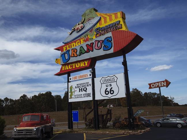 Signage for Uranus, a popular tourist attraction along Route 66 in, Missouri. Picture: Angus Mordant for News Corp Australia