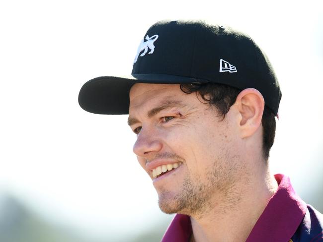 Brisbane Lions player Lachie Neale is seen during during a post training press conference in Brisbane, Tuesday, June 9, 2020. The AFL will resume its 2020 season on June 11. (AAP Image/Dan Peled) NO ARCHIVING