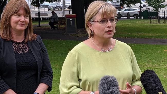 Labor housing spokeswoman Alison Standen speaks to the media.