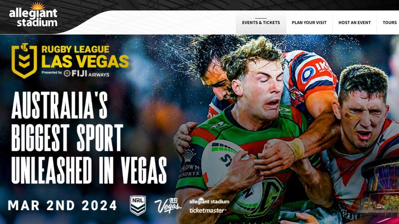 The NRL ad on the Allegiant Stadium page.