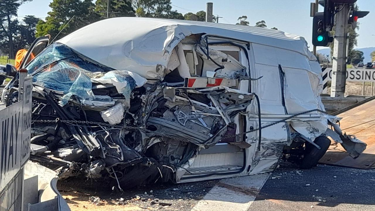 The van's side door was ripped off in the collision. Picture: Facebook (Melbourne West Imagery)